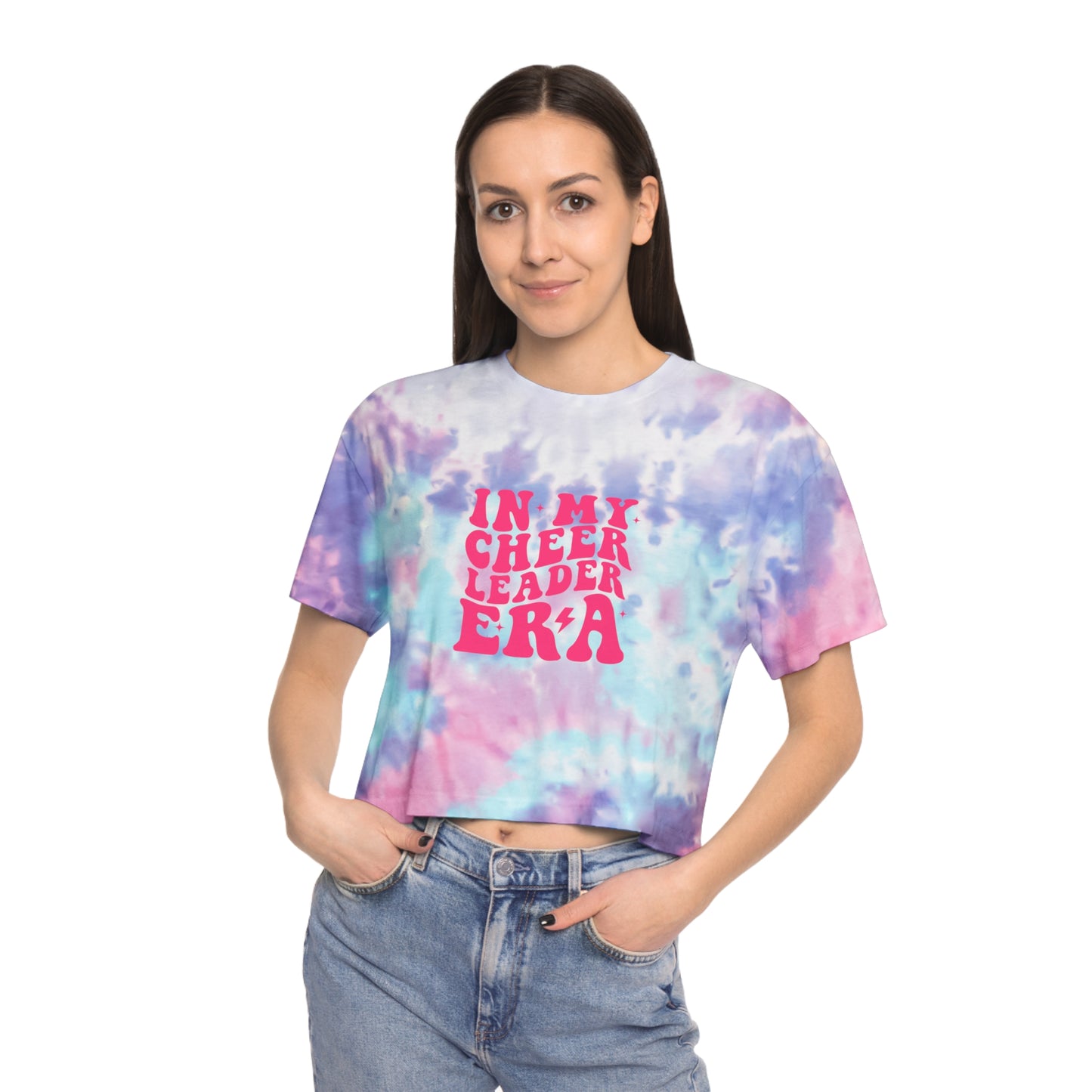 In My Cheer Era Cheerleader Women's Tie-Dye Crop Tee