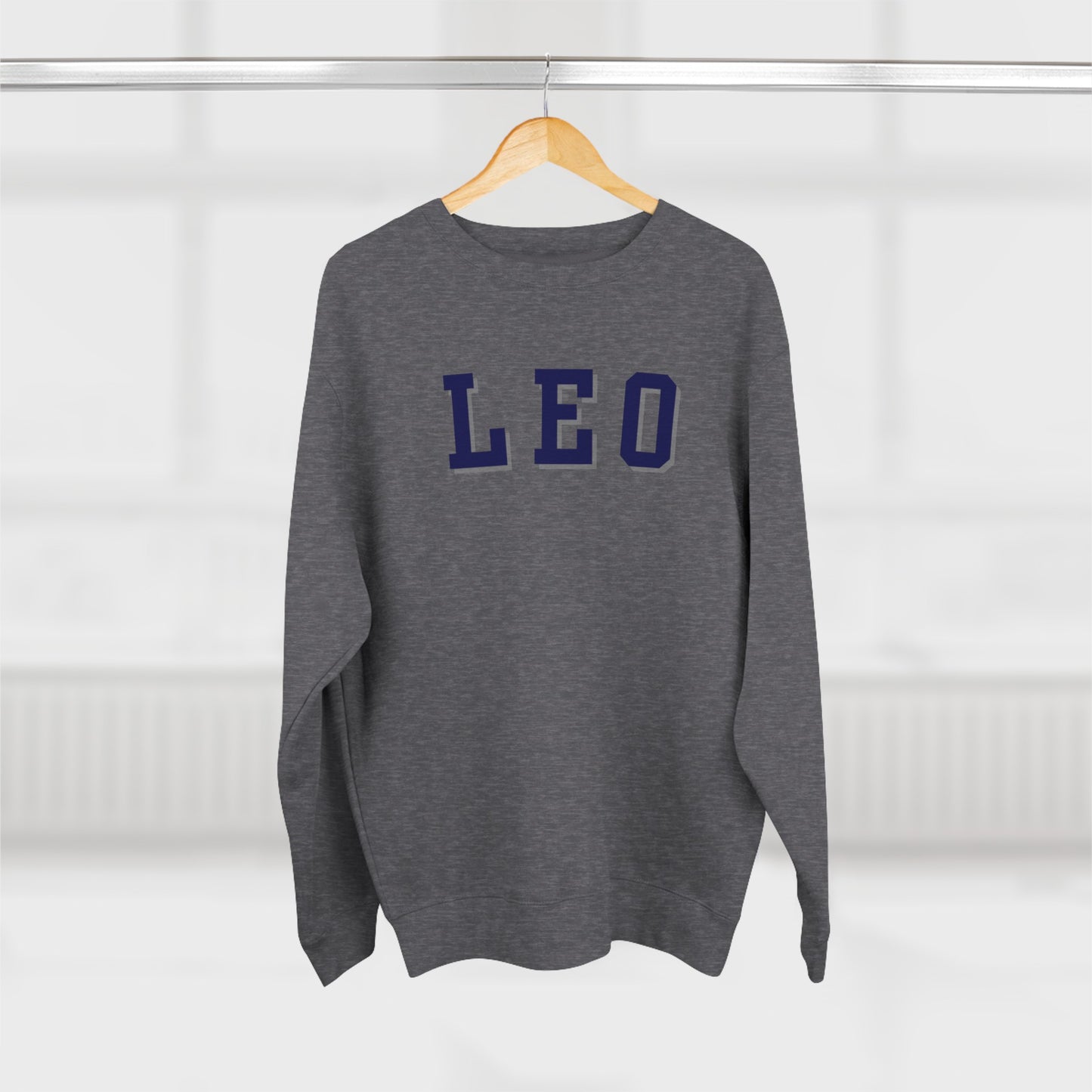 Collegiate Leo Sweatshirt, Leo Sign Sweatshirt, Gift for Leo, Gift for Summer Baby, Unisex Heavy Blend Crewneck Sweatshirt