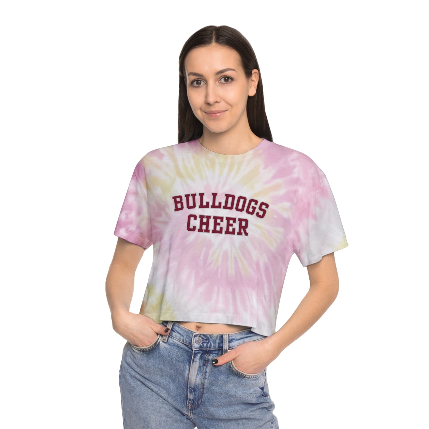 Bulldogs Cheer Women's Tie-Dye Crop Tee