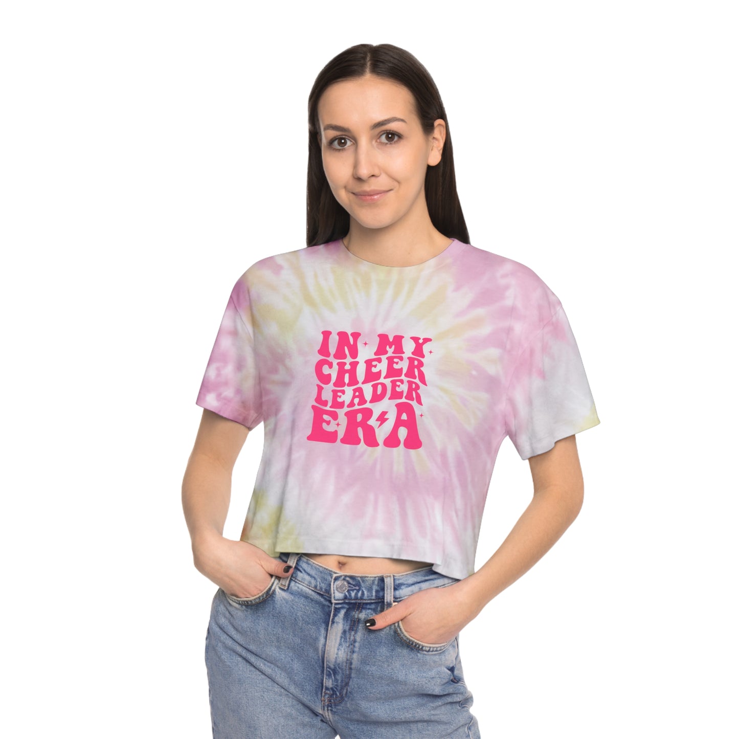 In My Cheer Era Cheerleader Women's Tie-Dye Crop Tee