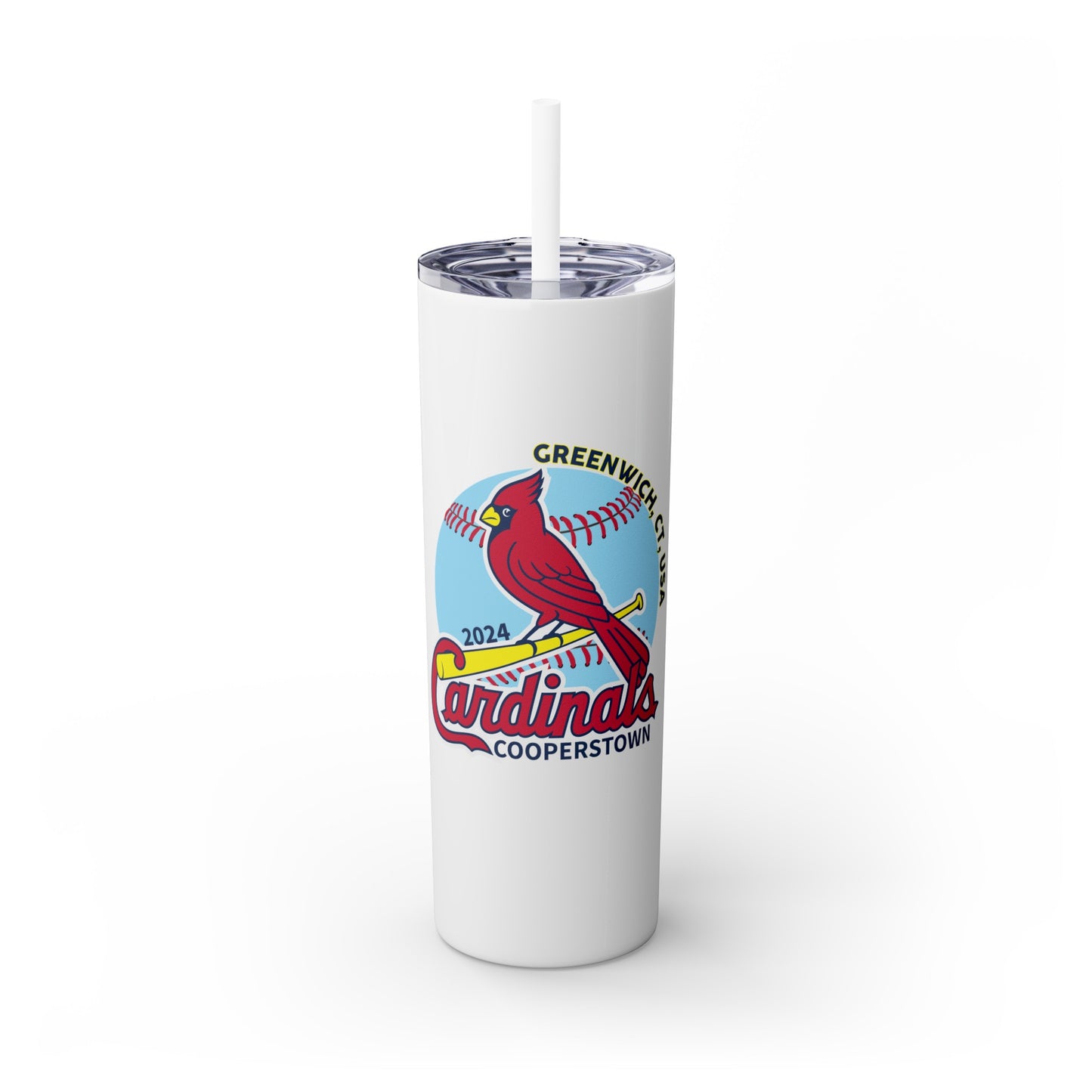 Cardinals Skinny Tumbler with Straw, 20oz