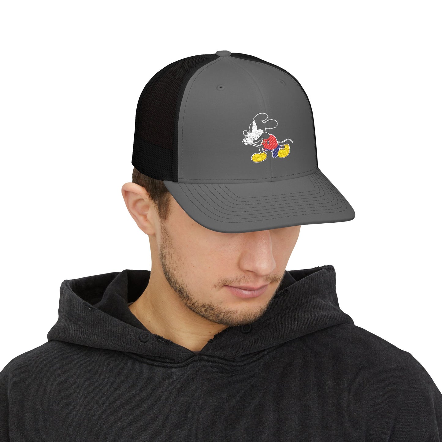 EMBROIDERED Vintage Mickey Mouse Snapback Trucker Cap - Classic Embroidery Design