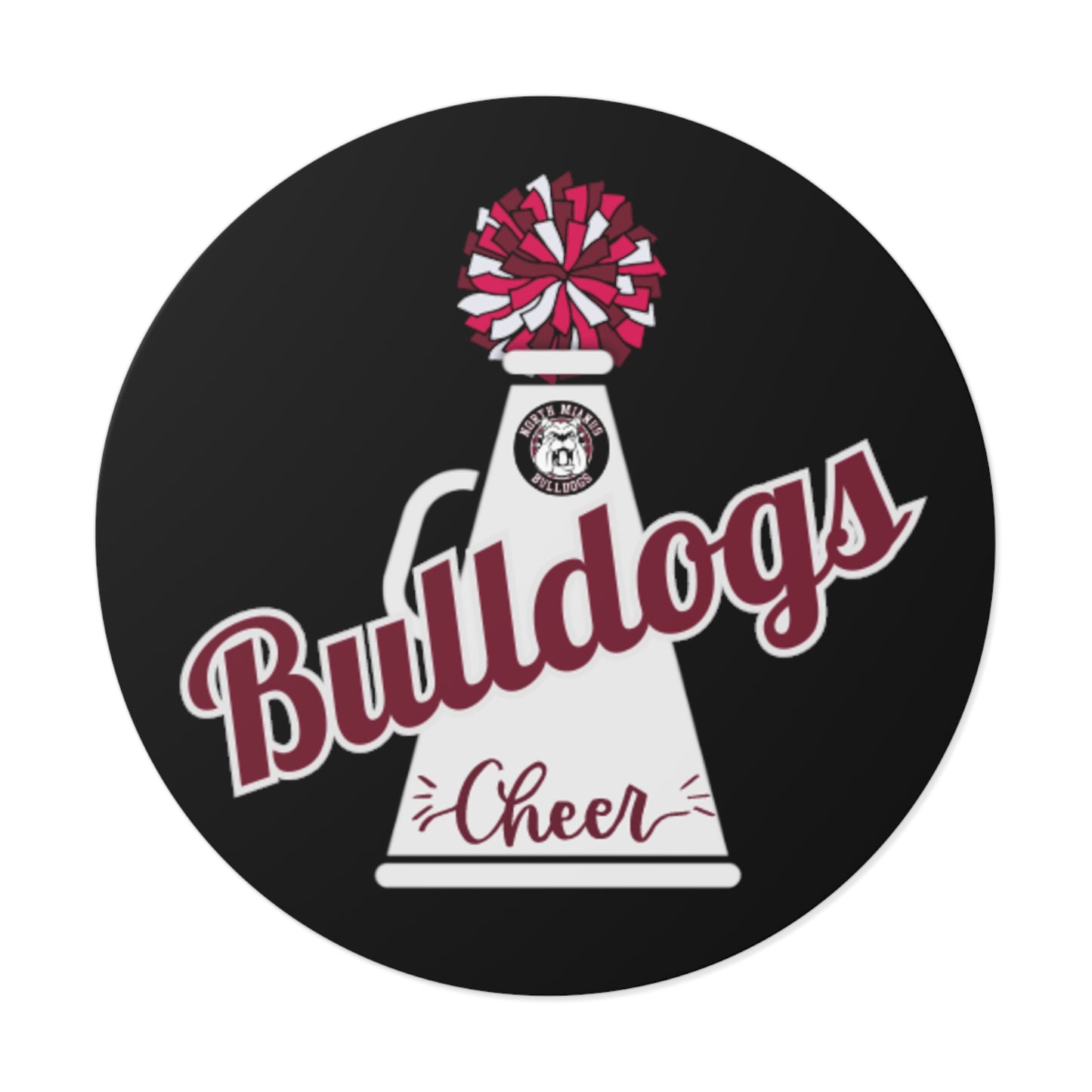 Bulldogs Cheer Round Vinyl Stickers