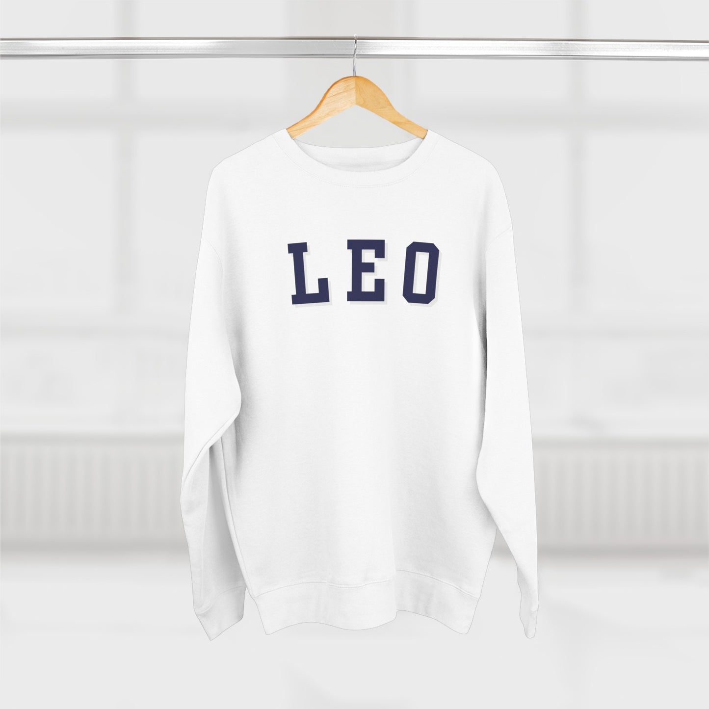 Collegiate Leo Sweatshirt, Leo Sign Sweatshirt, Gift for Leo, Gift for Summer Baby, Unisex Heavy Blend Crewneck Sweatshirt