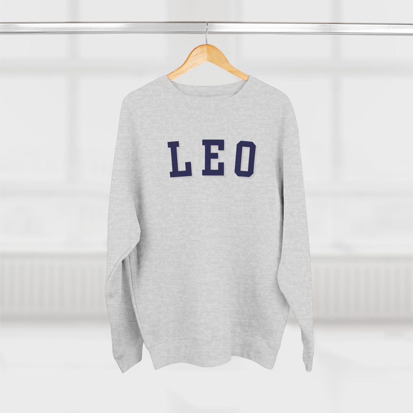 Collegiate Leo Sweatshirt, Leo Sign Sweatshirt, Gift for Leo, Gift for Summer Baby, Unisex Heavy Blend Crewneck Sweatshirt