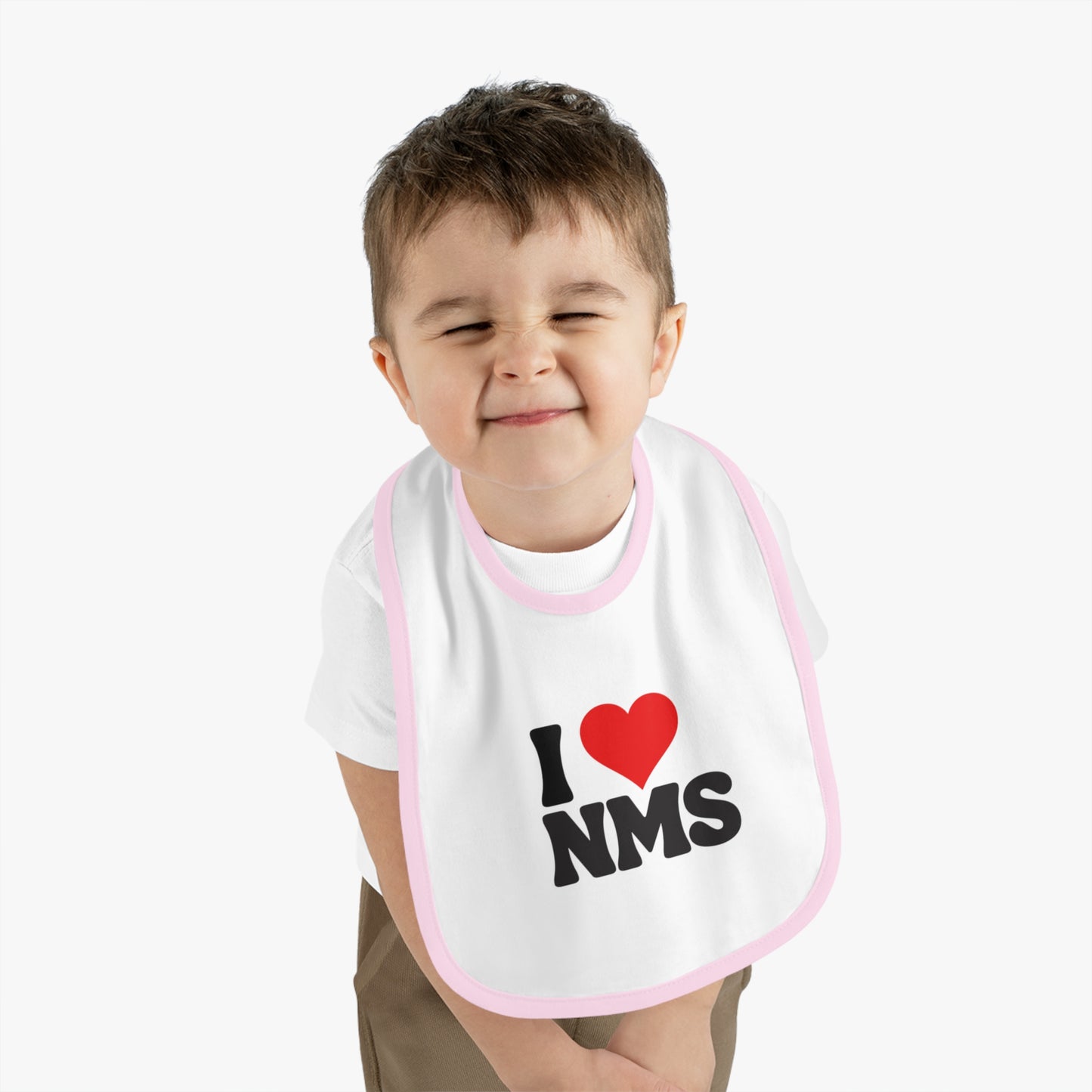 NMS I LOVE NMS Baby Contrast Trim Jersey Bib