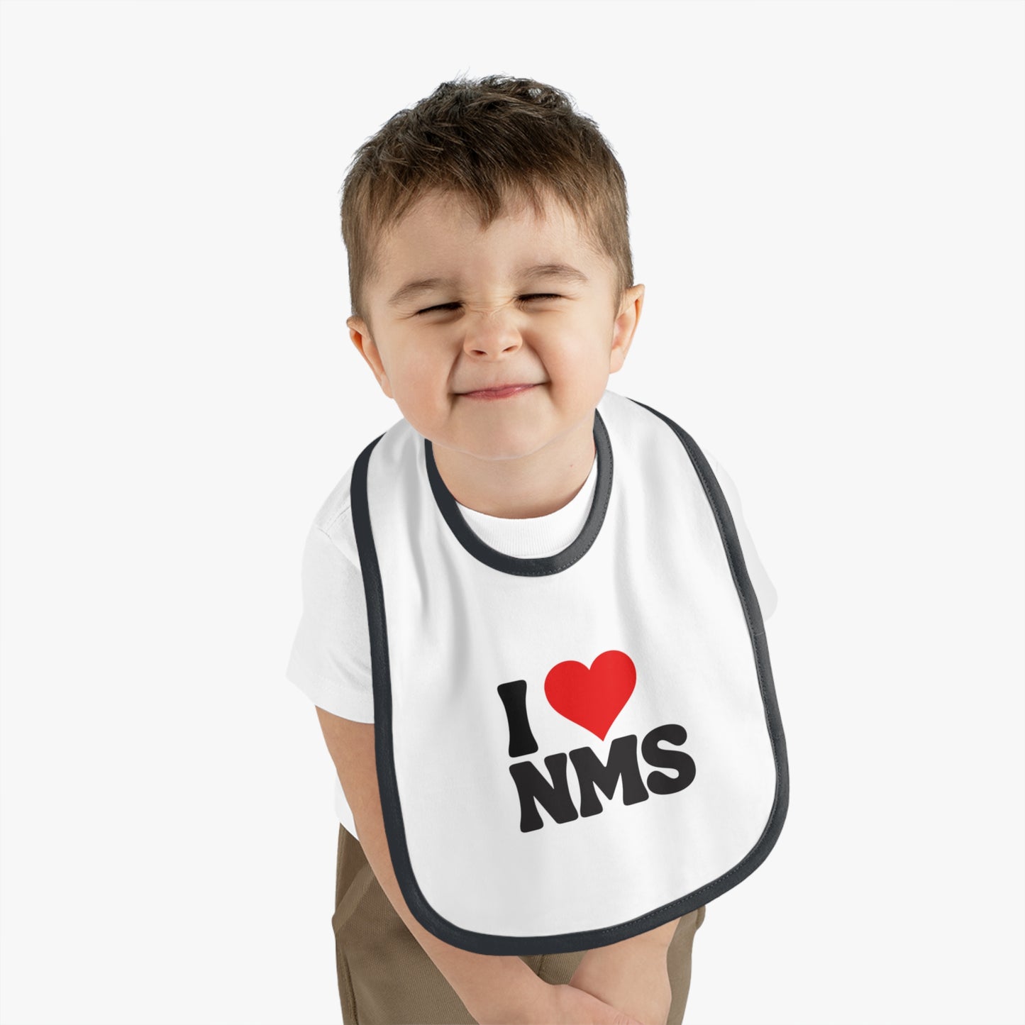 NMS I LOVE NMS Baby Contrast Trim Jersey Bib