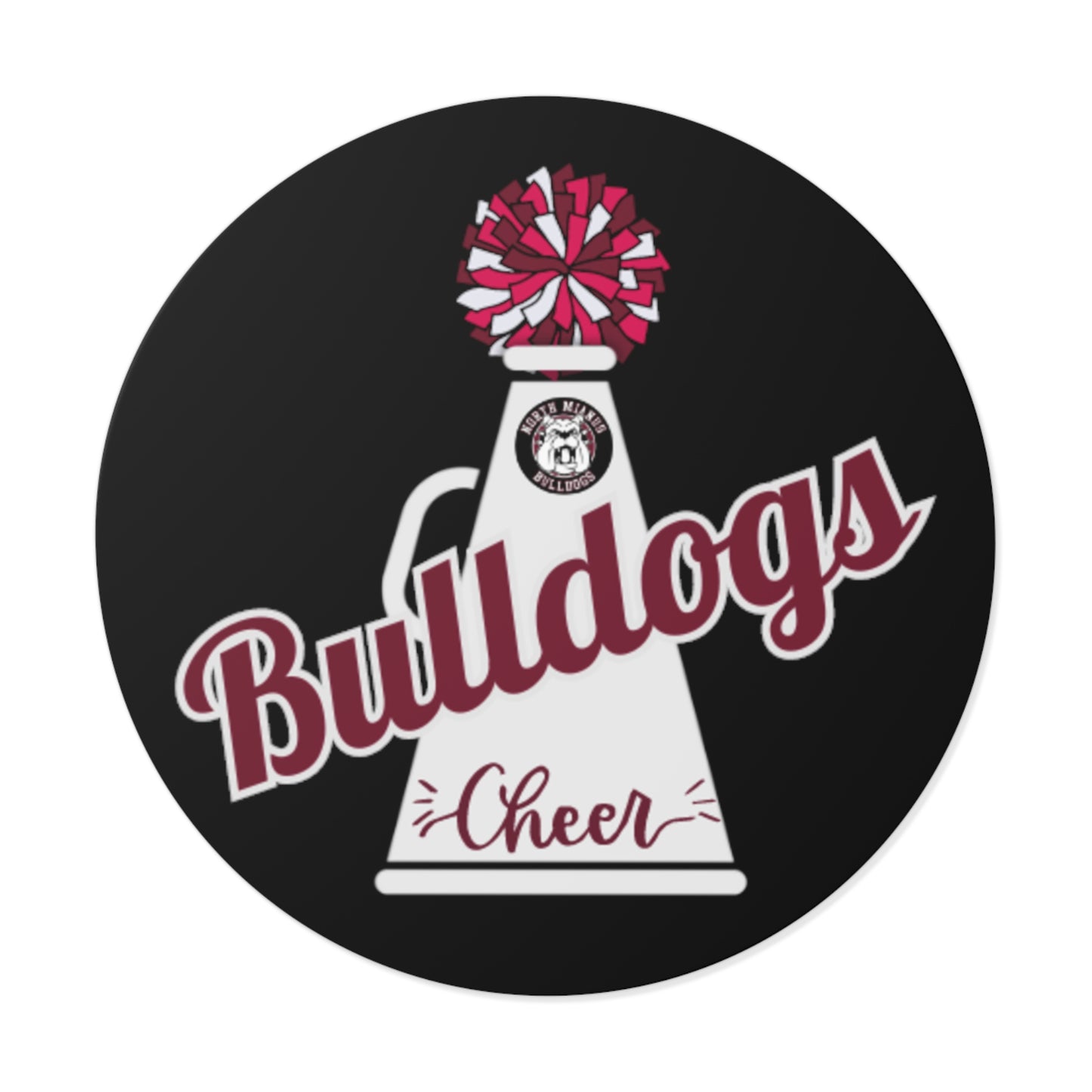 Bulldogs Cheer Round Vinyl Stickers