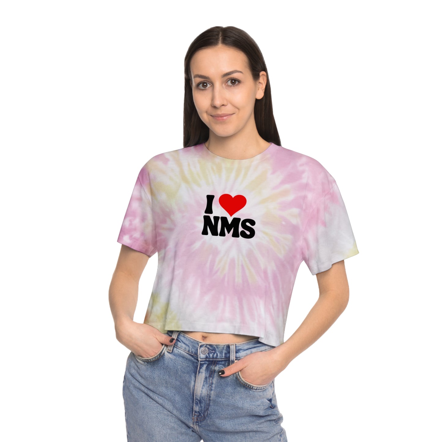 North Mianus I love NMS Women's Tie-Dye Crop Tee