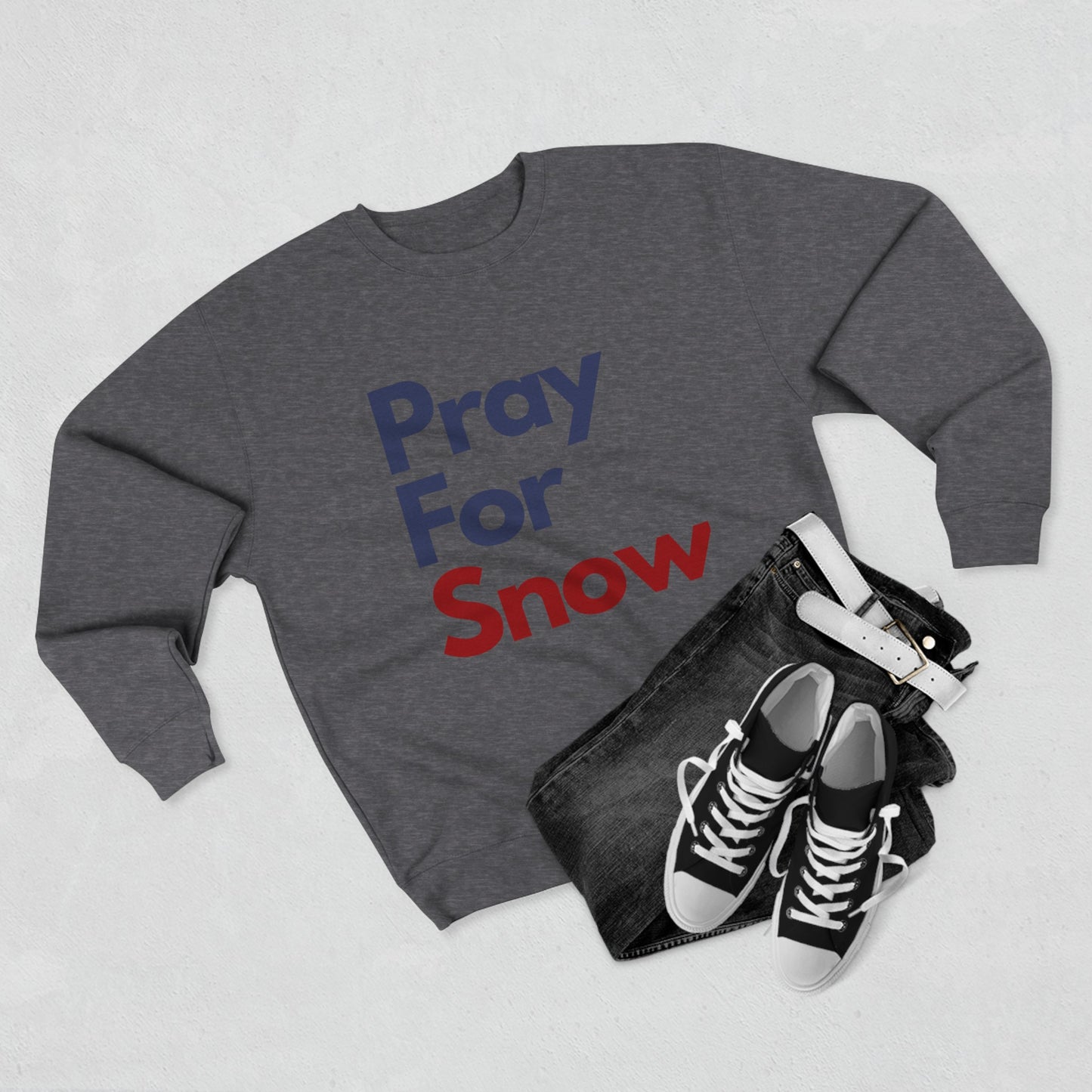 Pray For Snow Unisex Sweatshirt, Retro Snow Lover Crewneck Sweater, Ski Sweatshirt, Snowboarder Sweater, Apres Ski Trip Weekend Sweatshirt