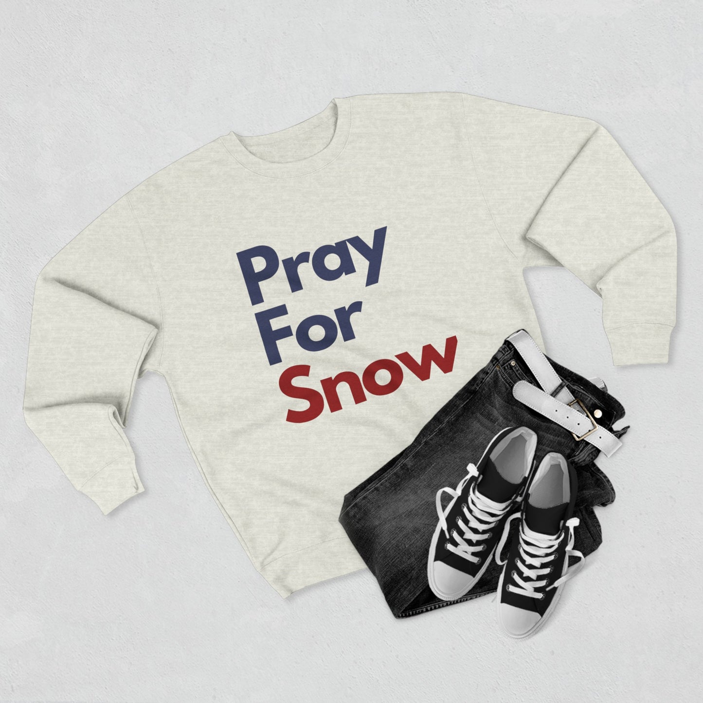 Pray For Snow Unisex Sweatshirt, Retro Snow Lover Crewneck Sweater, Ski Sweatshirt, Snowboarder Sweater, Apres Ski Trip Weekend Sweatshirt