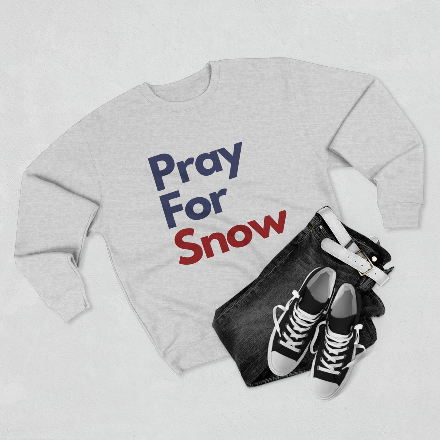 Pray For Snow Unisex Sweatshirt, Retro Snow Lover Crewneck Sweater, Ski Sweatshirt, Snowboarder Sweater, Apres Ski Trip Weekend Sweatshirt
