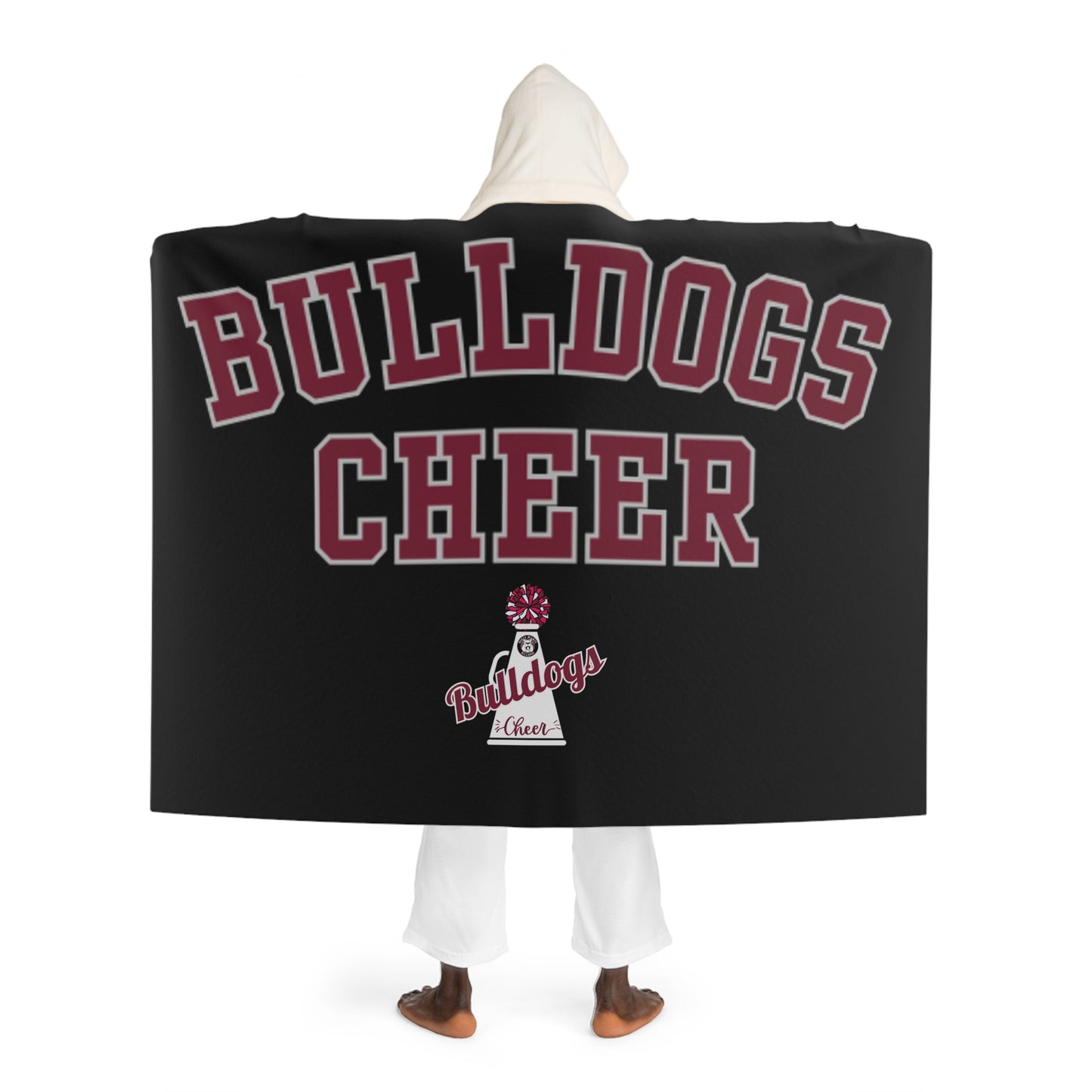 Bulldogs Cheer Hooded Sherpa Fleece Blanket