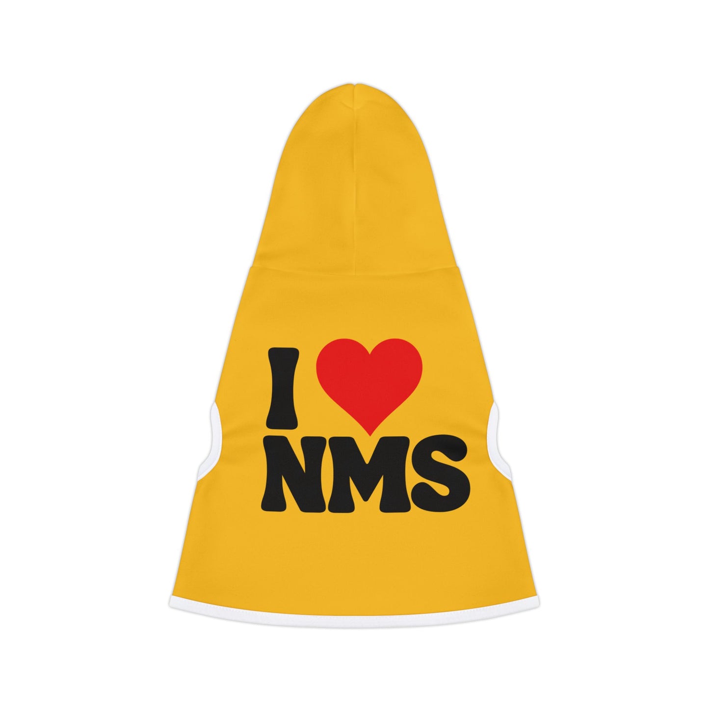 NMS I Love NMS YELLOW Pet Hoodie, Customizable Pet Hoodie, Dog Hoodie, Cat Hoodie, Gift for Dog, Winter Dog Hoodie, Dog Sweatshirt