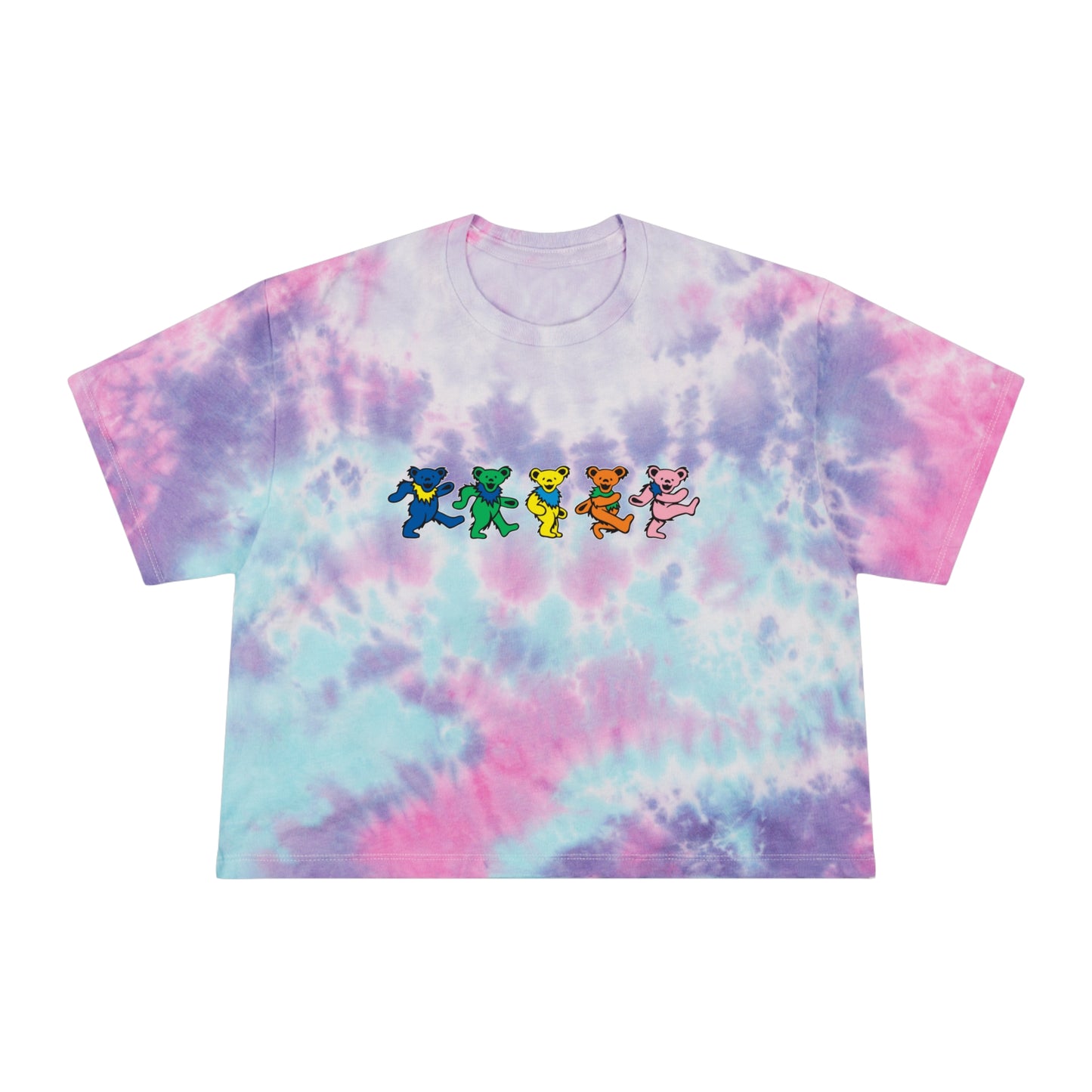 Grateful Dead Dancing Bears Women's Tie-Dye Crop Tee, Gift for Grateful Dead Fan, Dancing Bears, Gift for Teen, Gift for Music Lover