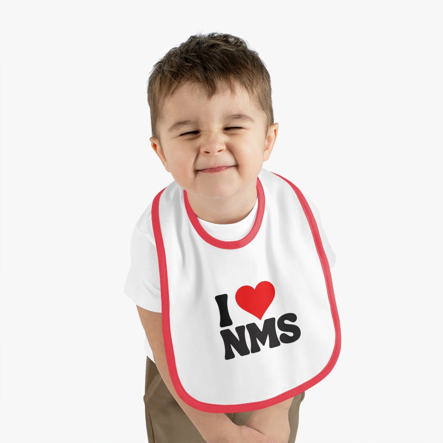 NMS I LOVE NMS Baby Contrast Trim Jersey Bib