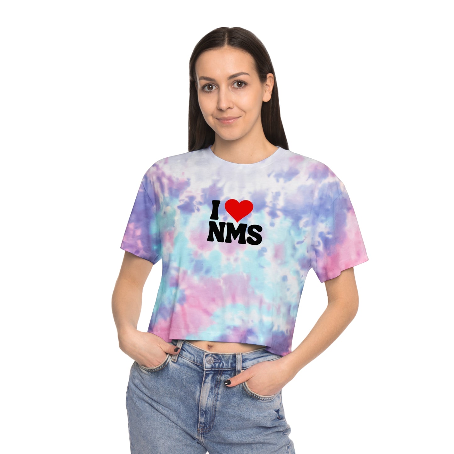 North Mianus I love NMS Women's Tie-Dye Crop Tee