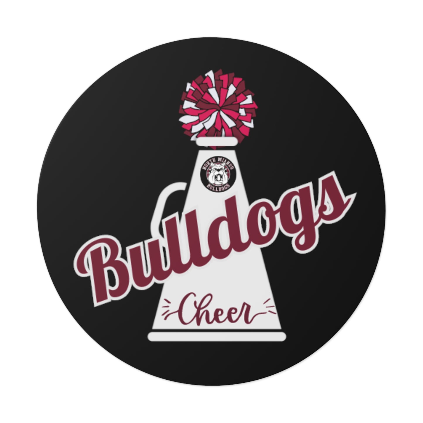 Bulldogs Cheer Round Vinyl Stickers