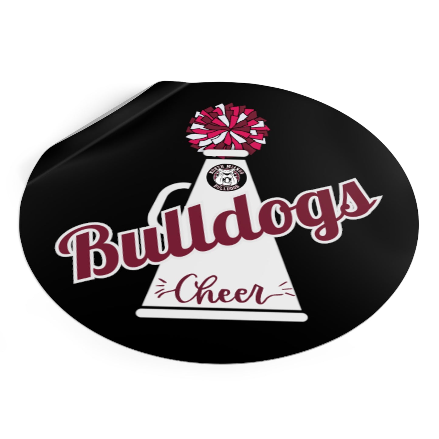 Bulldogs Cheer Round Vinyl Stickers