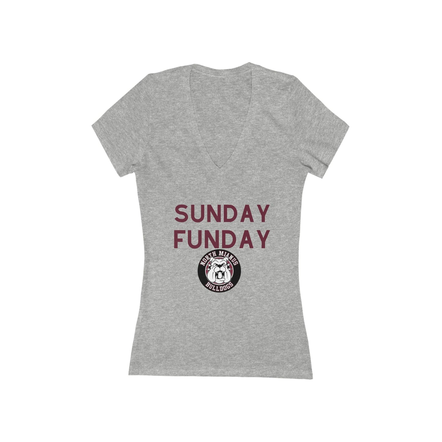 Sunday Funday Deep V-Neck Tee for Women | Fun Weekend Shirt, Casual Summer Top, Relaxed Fit, Gift for Friends