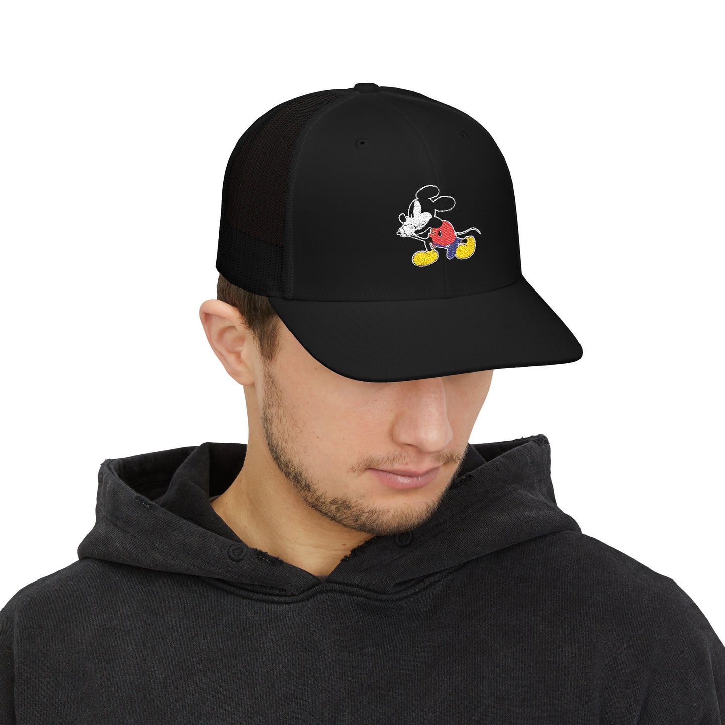 EMBROIDERED Vintage Mickey Mouse Snapback Trucker Cap - Classic Embroidery Design