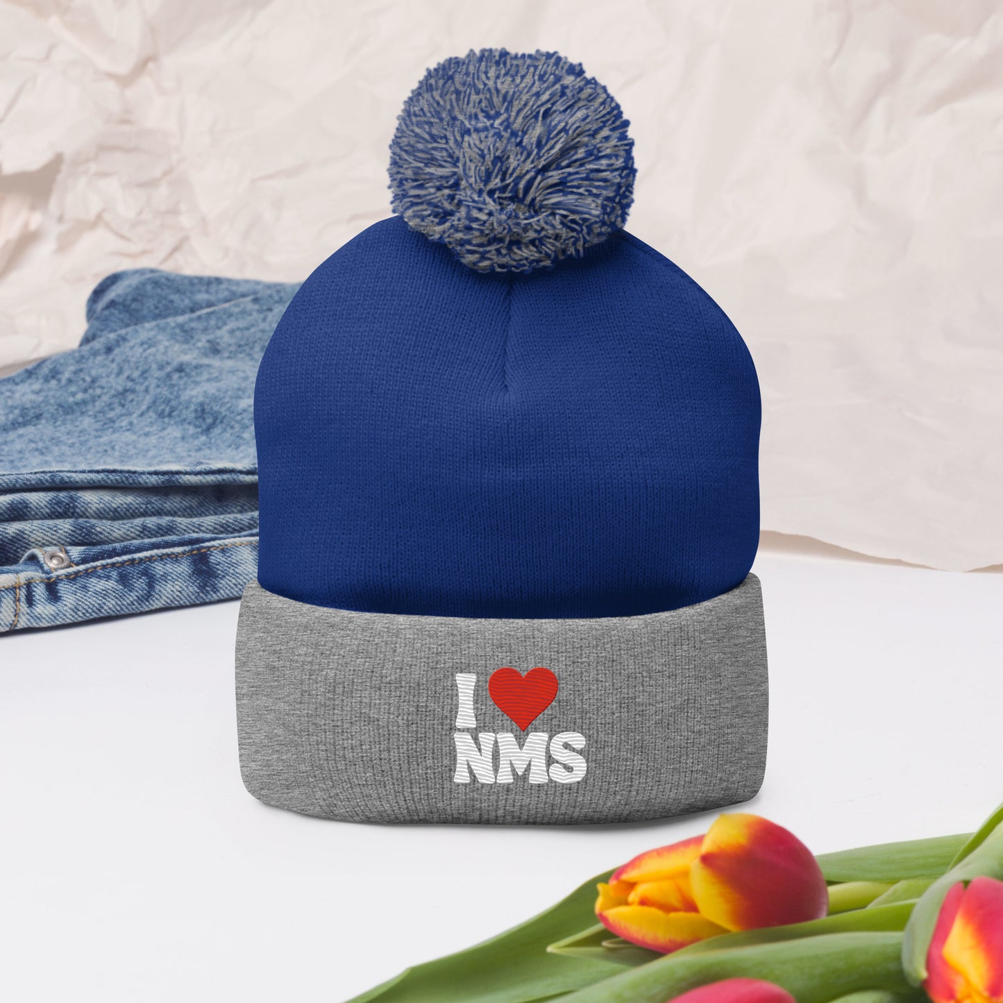 NMS I LOVE NMS Pom-Pom Beanie
