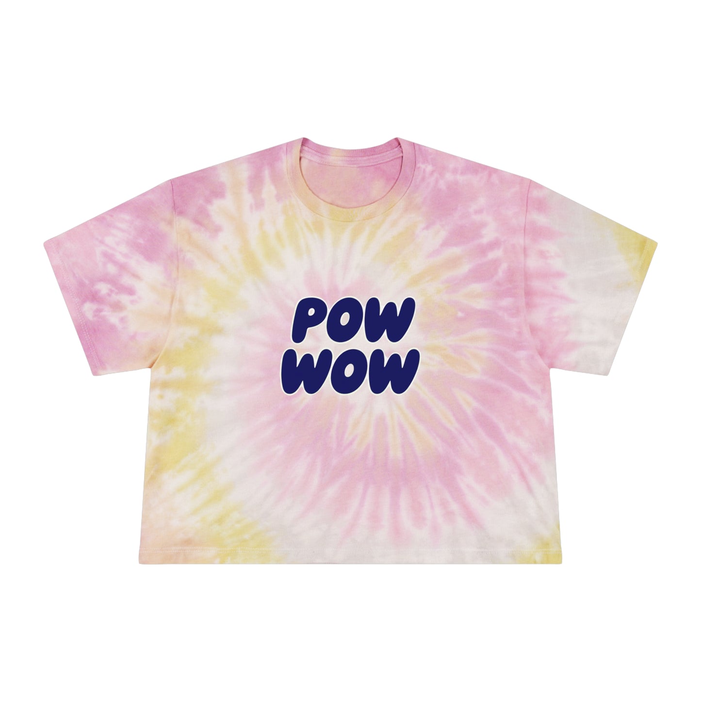 North Mianus Pow Wow ADULT Tie-Dye Crop Tee available in size XS for kids