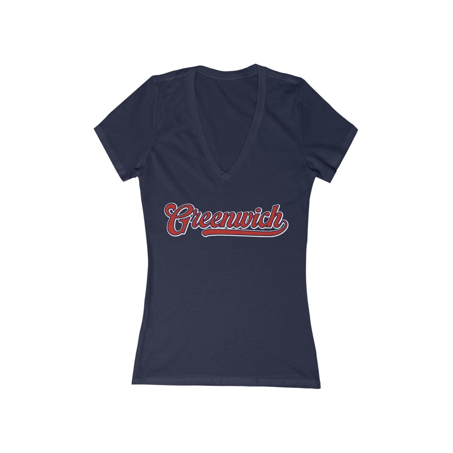 Greenwich Cooperstown Script V-Neck Tee — Women's Casual Short Sleeve Shirt