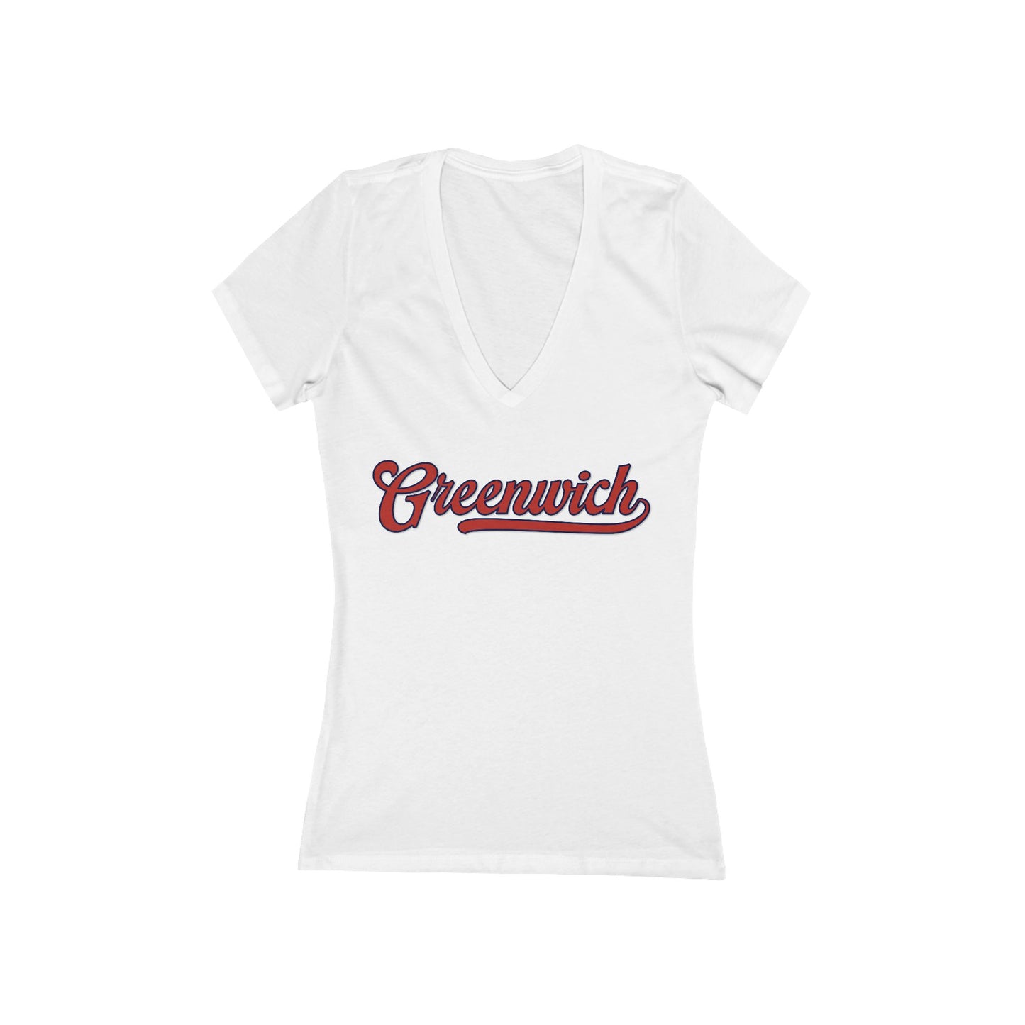 Greenwich Cooperstown Script V-Neck Tee — Women's Casual Short Sleeve Shirt