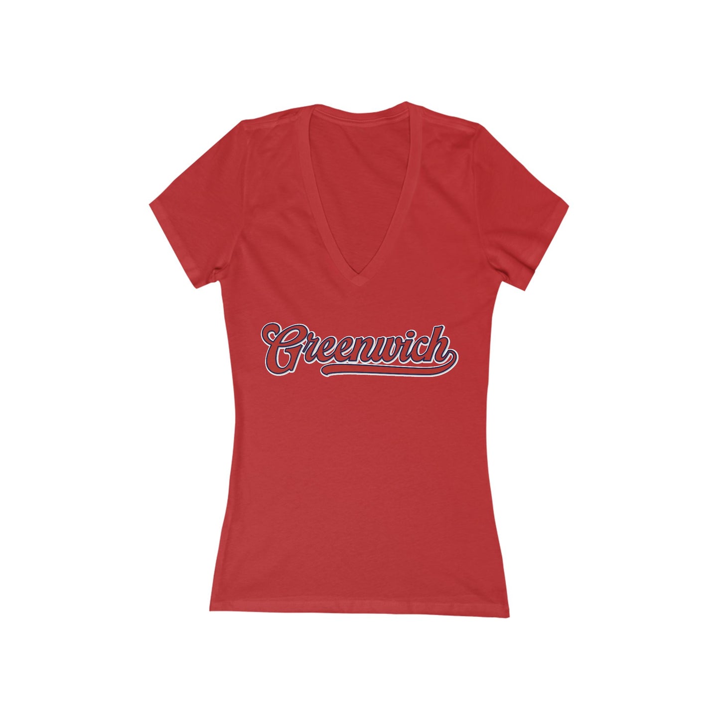 Greenwich Cooperstown Script V-Neck Tee — Women's Casual Short Sleeve Shirt
