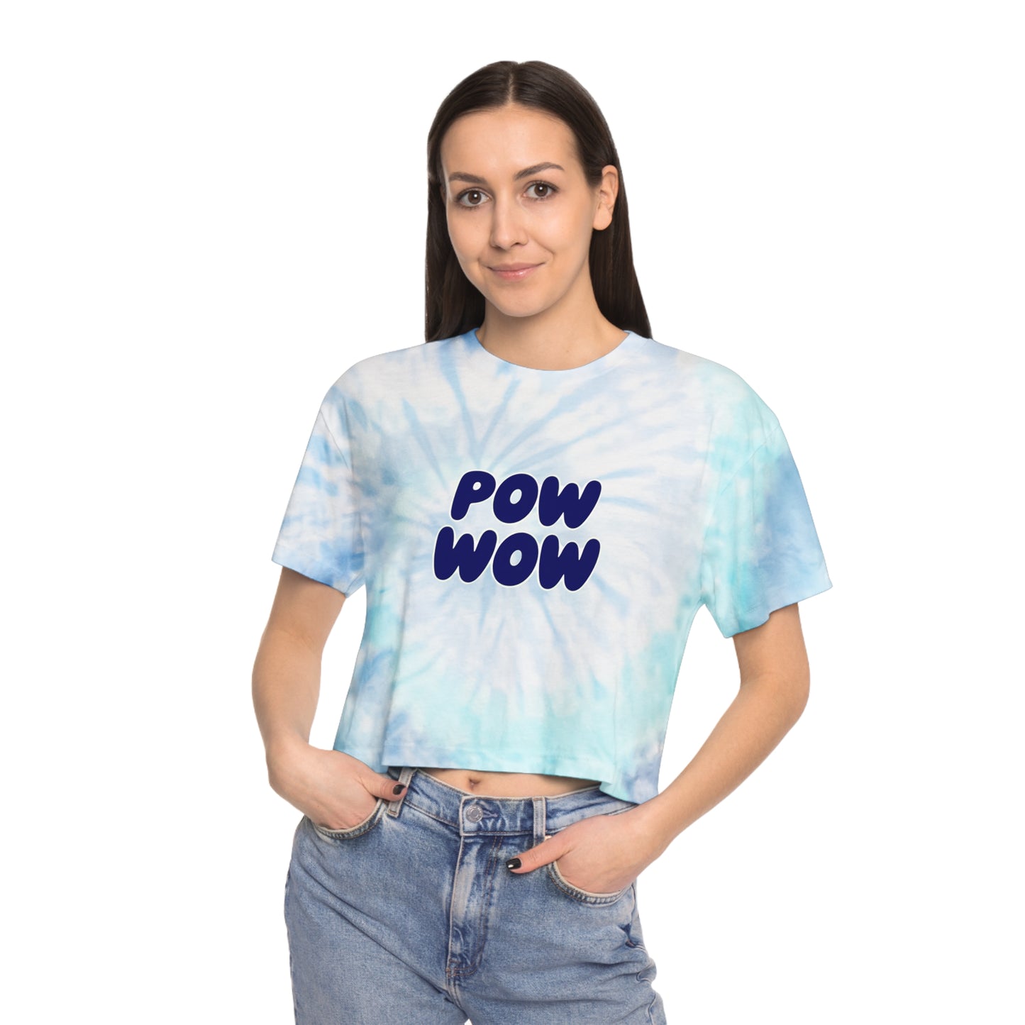 North Mianus Pow Wow ADULT Tie-Dye Crop Tee available in size XS for kids