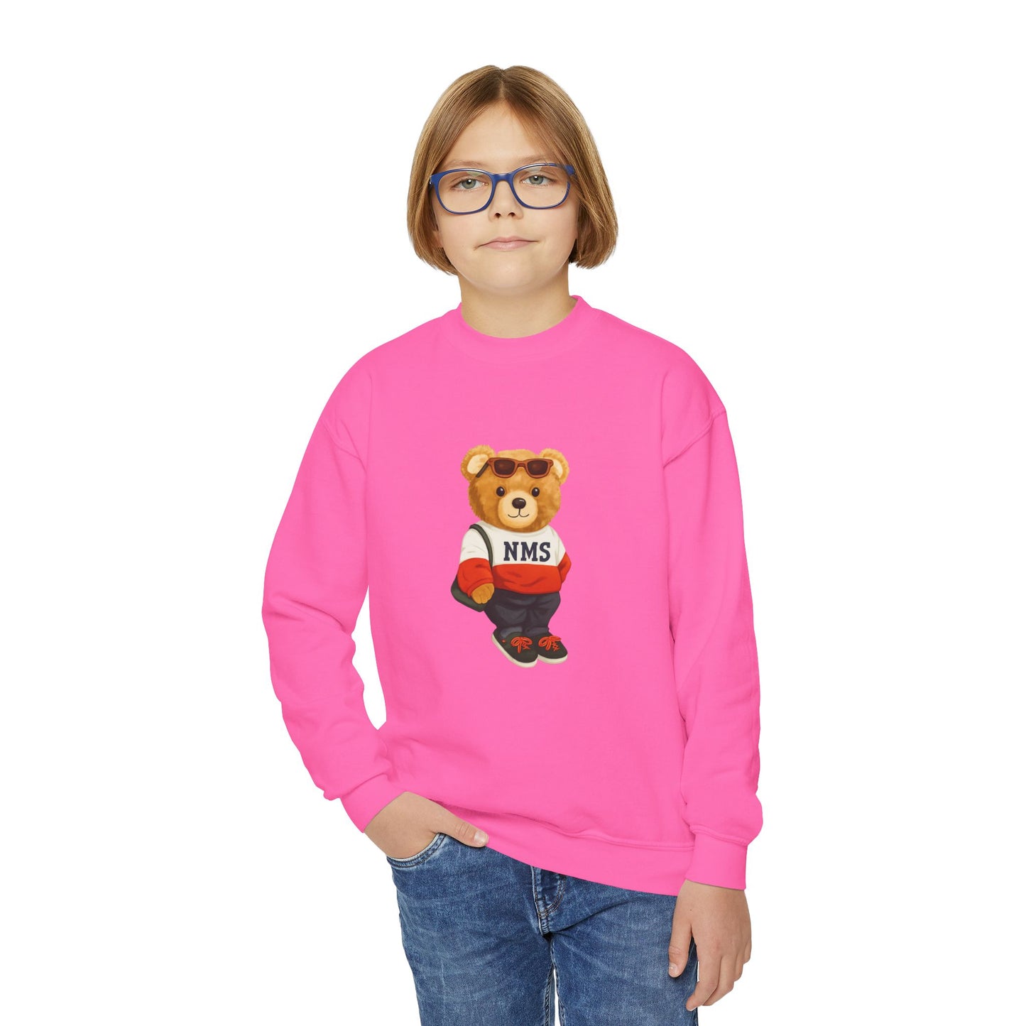 NMS YOUTH Bear Crewneck Sweatshirt — NMS Teddy Graphic