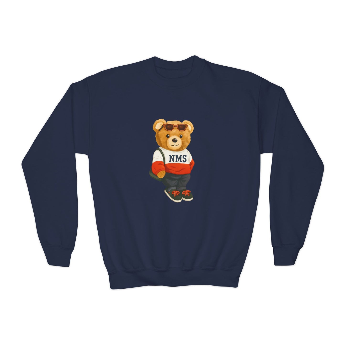 NMS YOUTH Bear Crewneck Sweatshirt — NMS Teddy Graphic