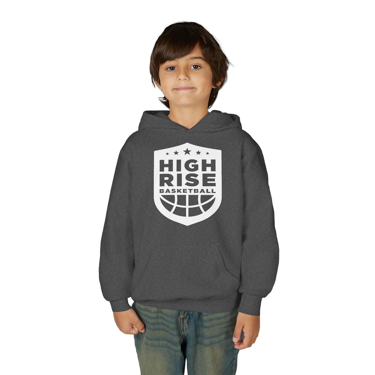 High Rise Basketball Youth Hoodie | Trendy Sportswear for Young Athletes | Perfect for Practice, Games, and Casual Wear