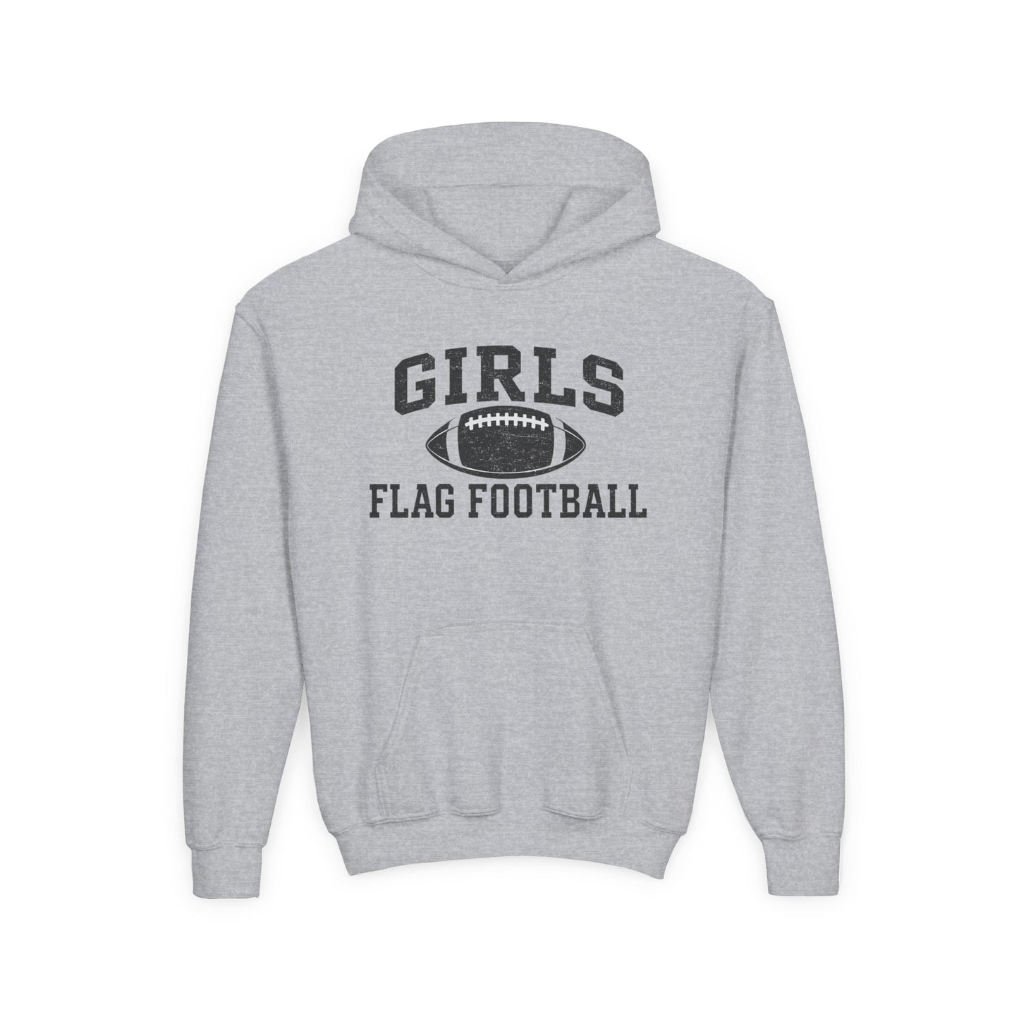 Girls Flag Football Youth Hoodie — Vintage Football Design
