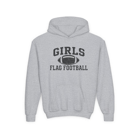 Girls Flag Football Youth Hoodie — Vintage Football Design
