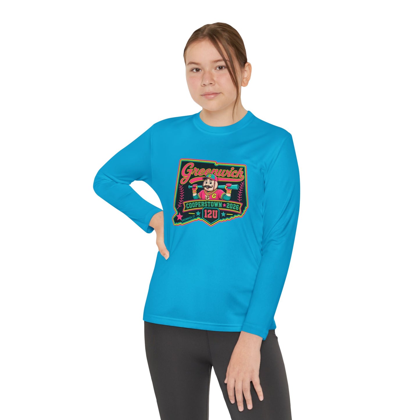 Greenwich Little League Youth Long Sleeve Tee – “Greenwich” Retro Baseball Competitor Shirt