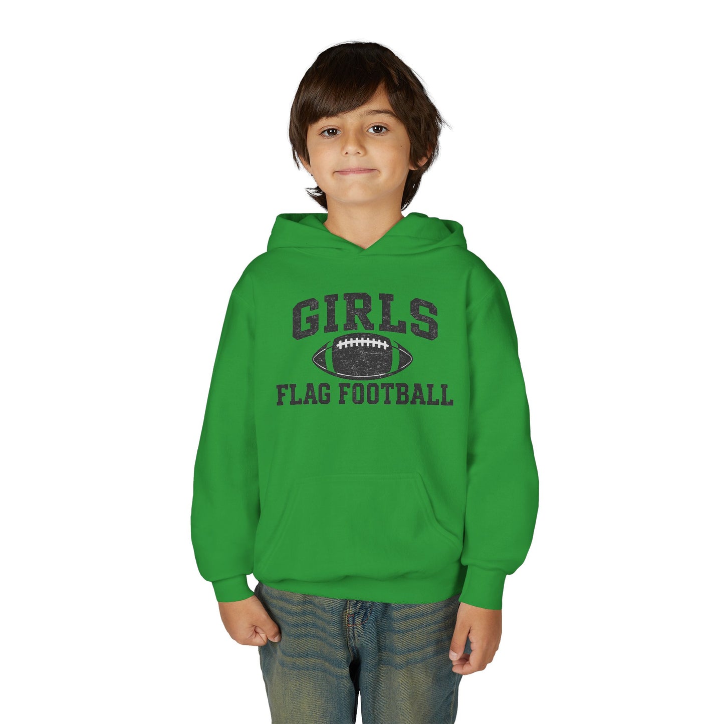 Girls Flag Football Youth Hoodie — Vintage Football Design