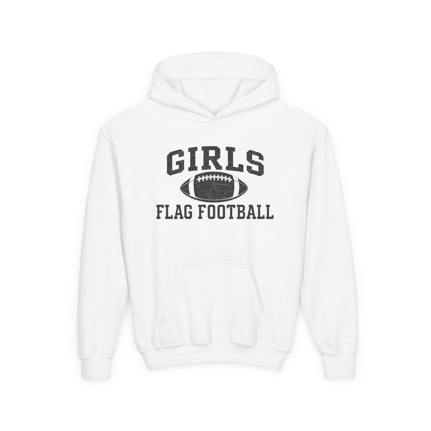 Girls Flag Football Youth Hoodie — Vintage Football Design