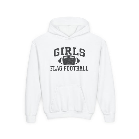 Girls Flag Football Youth Hoodie — Vintage Football Design