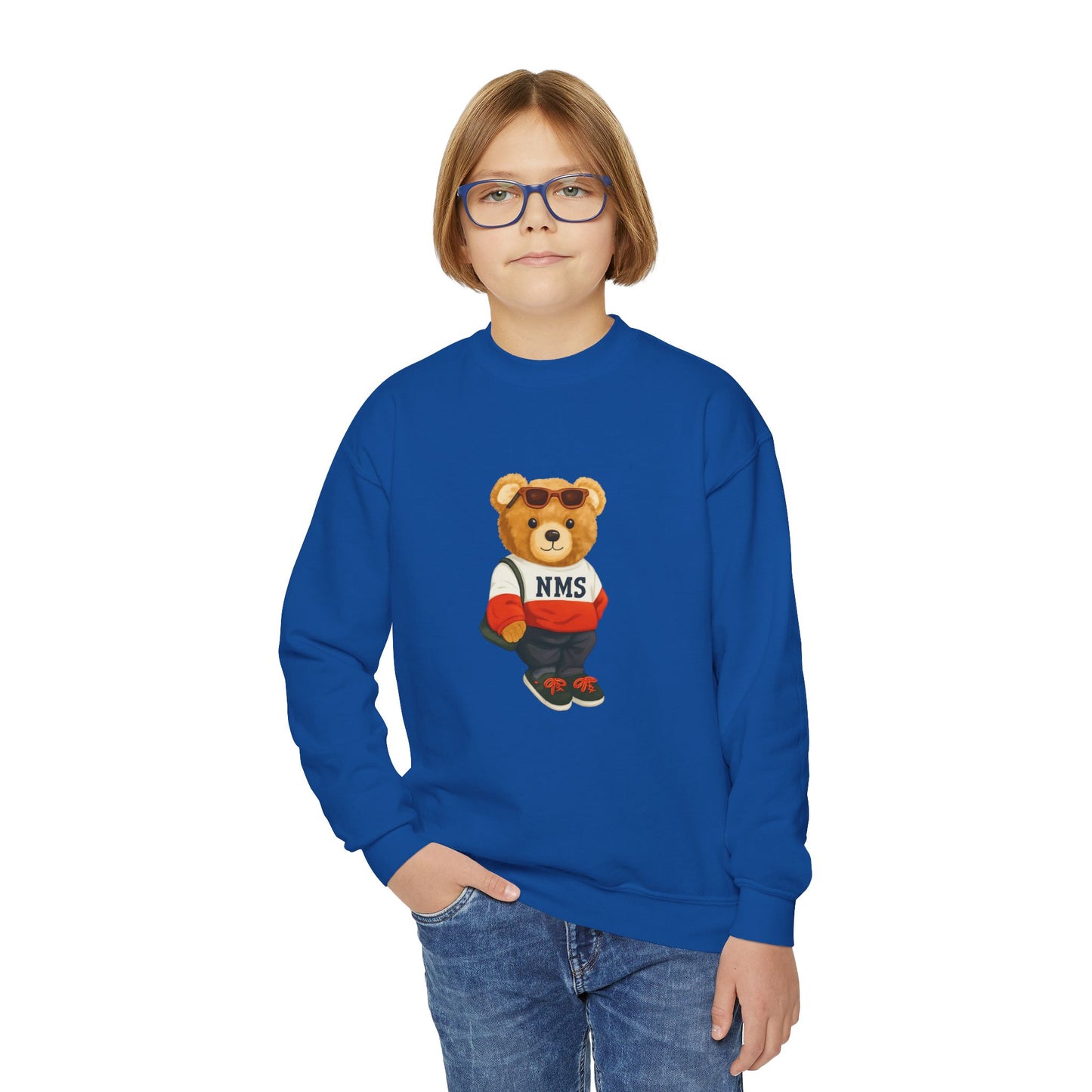 NMS YOUTH Bear Crewneck Sweatshirt — NMS Teddy Graphic