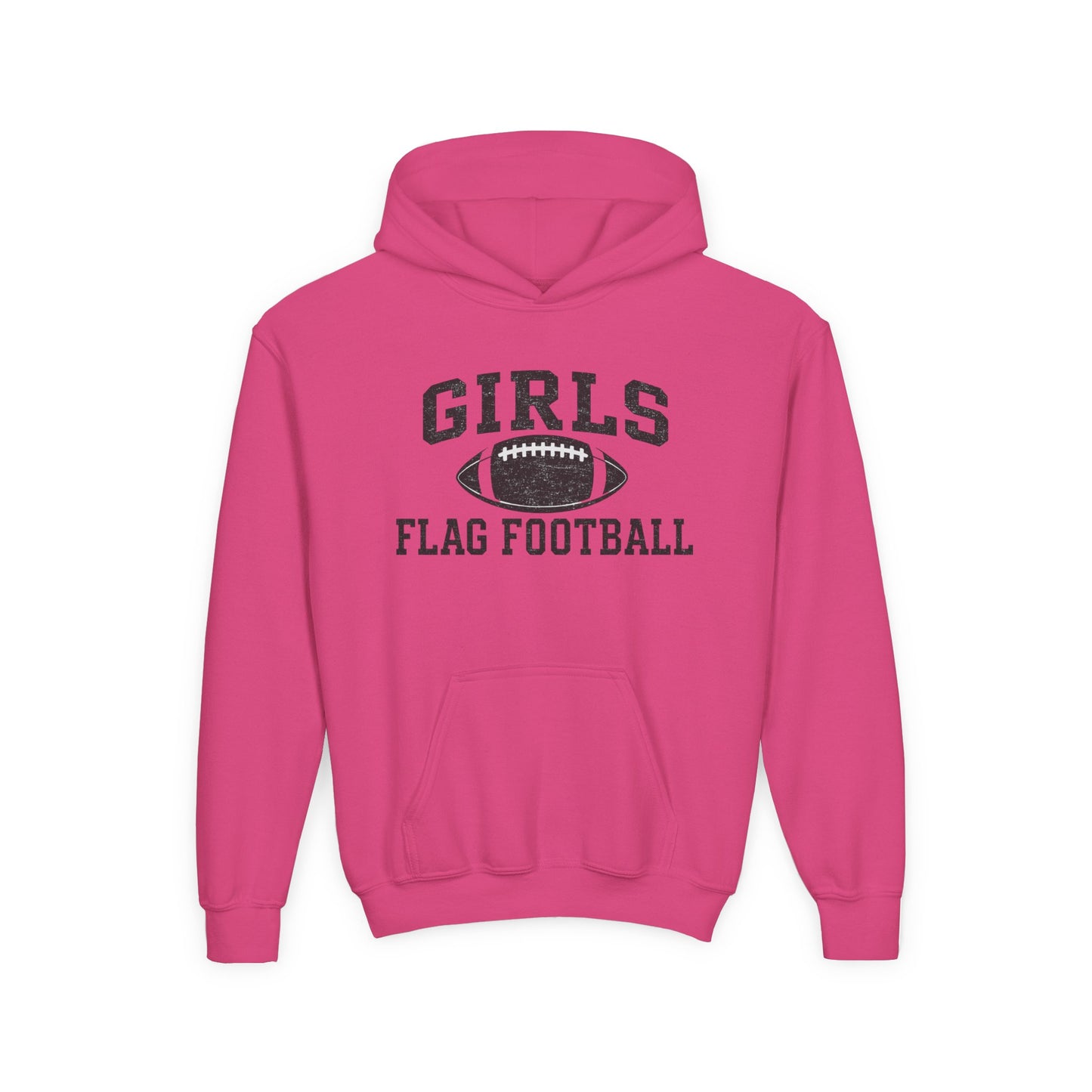 Girls Flag Football Youth Hoodie — Vintage Football Design