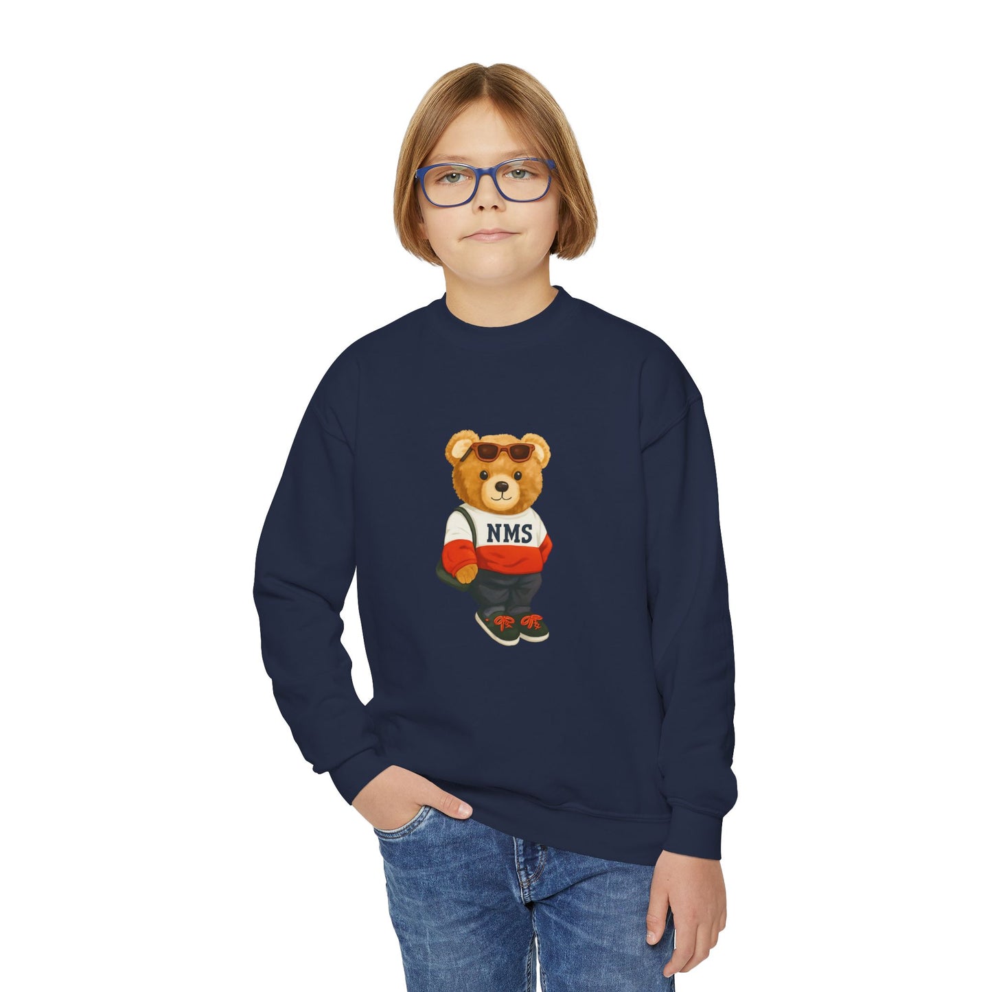 NMS YOUTH Bear Crewneck Sweatshirt — NMS Teddy Graphic