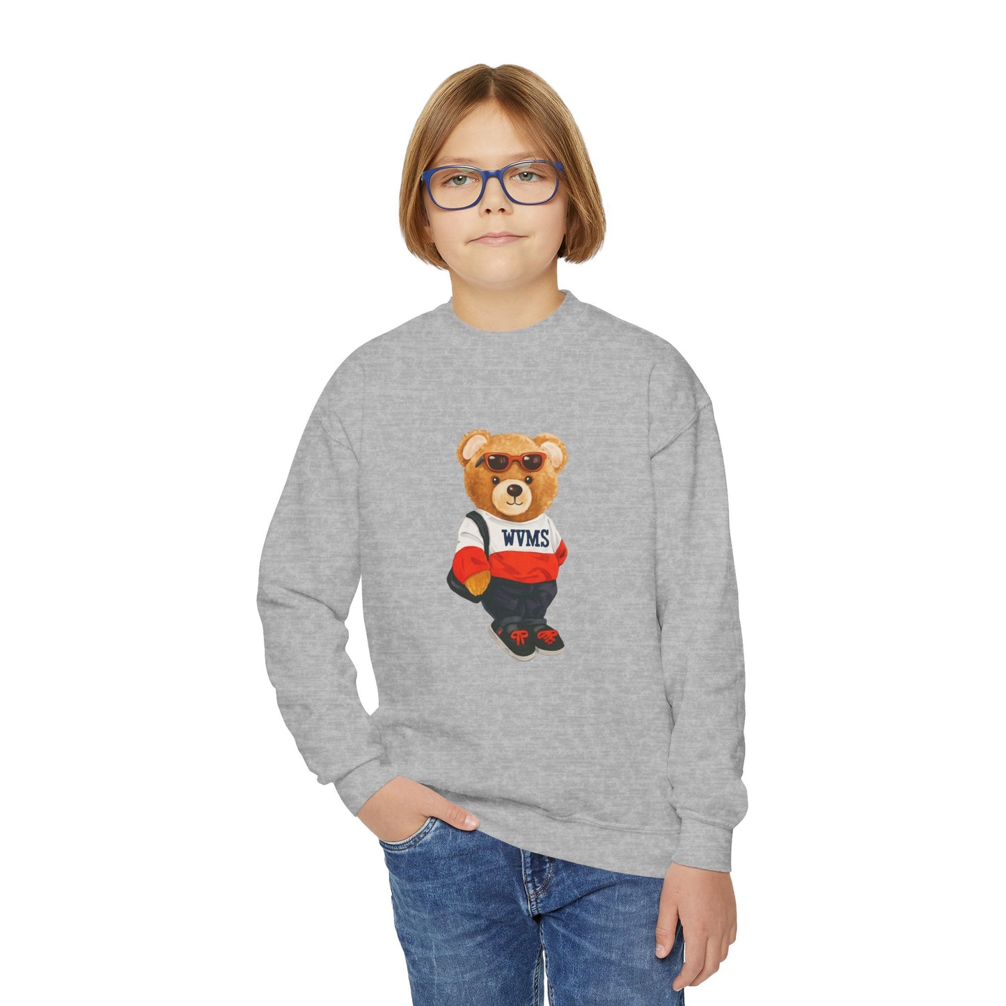 *YOUTH Welsh Valley YOUTH Bear Crewneck Sweatshirt — NMS Teddy Graphic