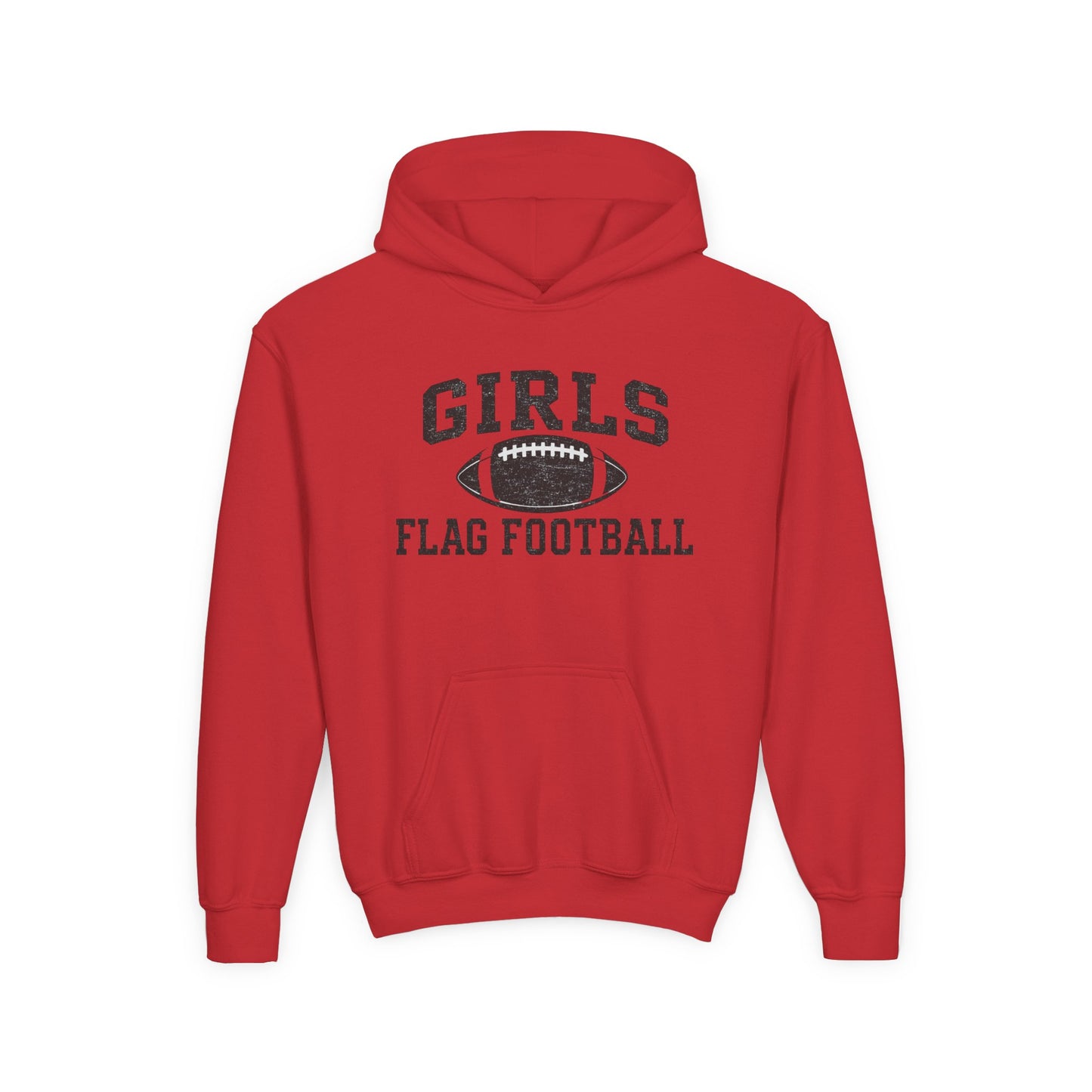 Girls Flag Football Youth Hoodie — Vintage Football Design