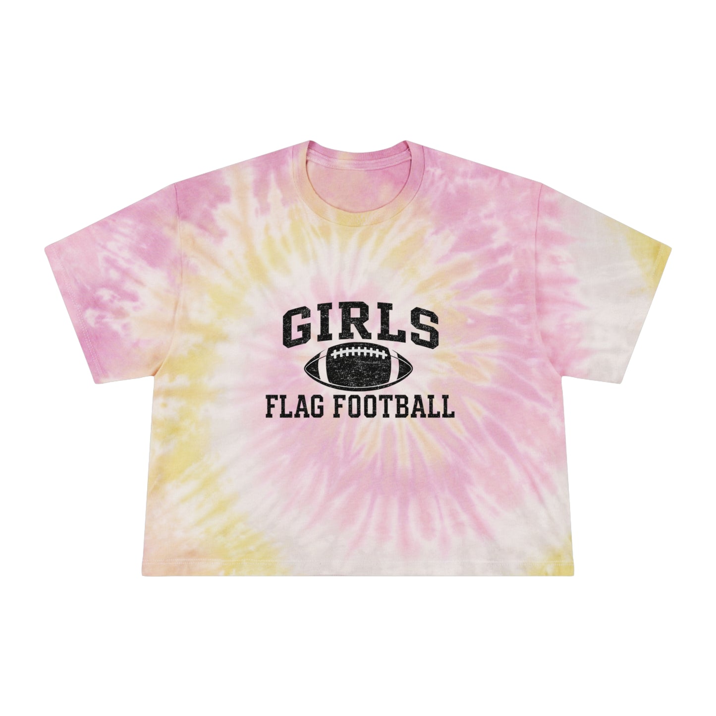 Girls Flag Football Tie-Dye Crop Tee — Women's Athletic Crop Top