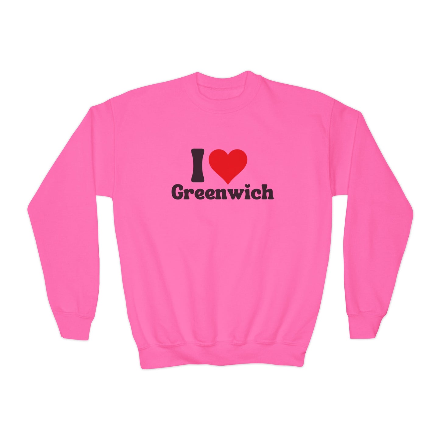I love Greenwich Youth Crewneck Sweatshirt, Greenwich Connecticut Sweatshirt, Greenwich Home Town Merch