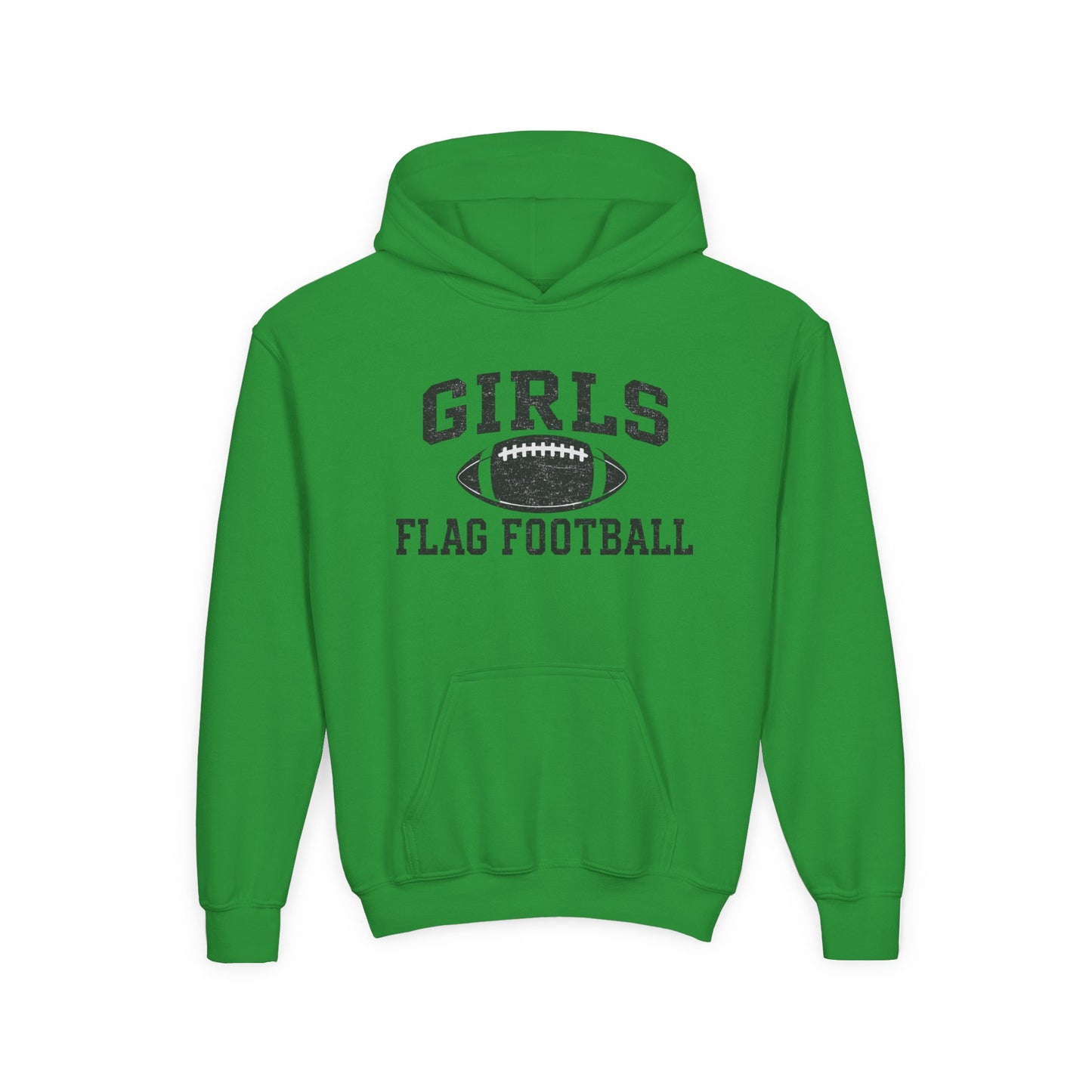 Girls Flag Football Youth Hoodie — Vintage Football Design