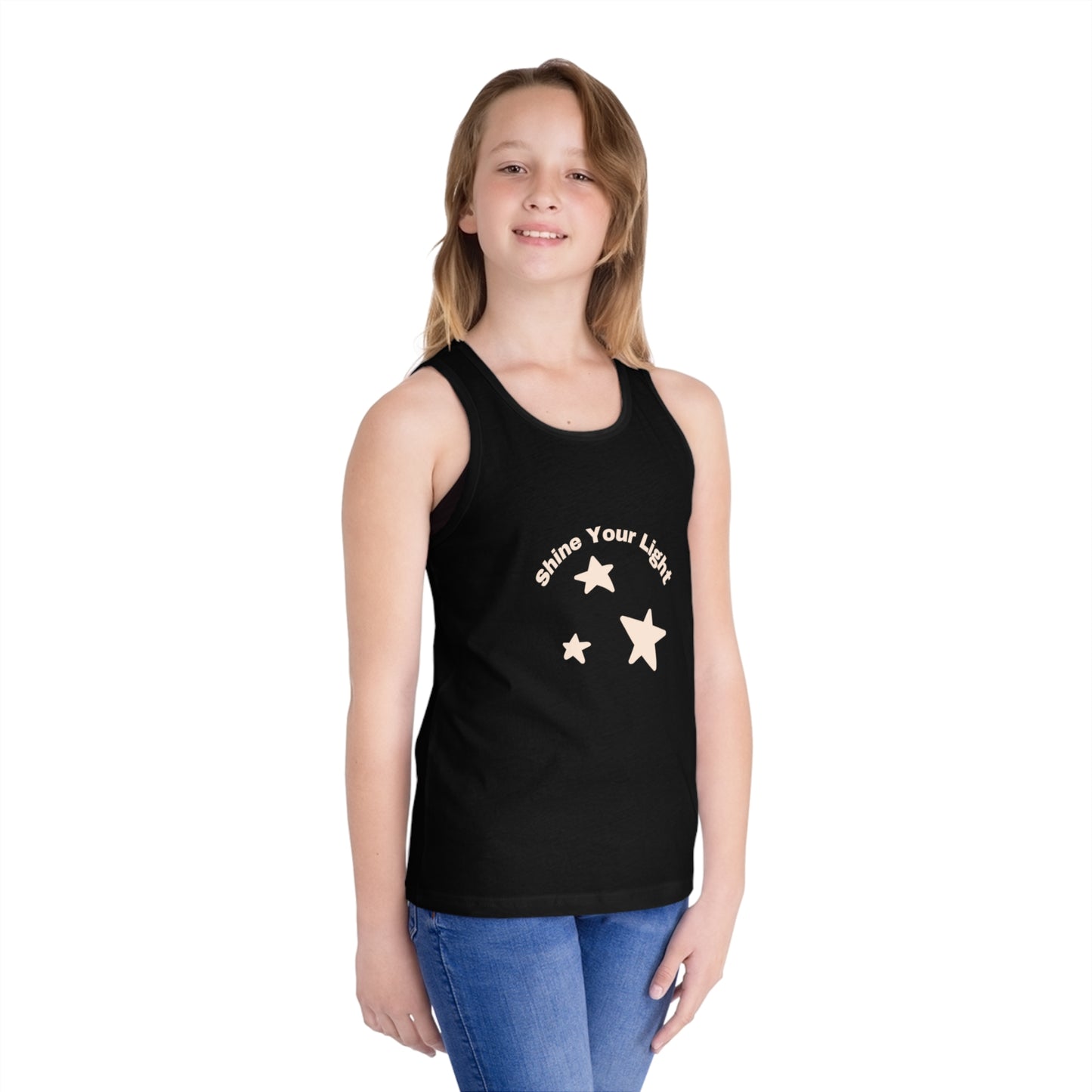 Shine Bright Shine Your Light Kid's Jersey Tank Top, Neon Girls Tween Preteen tank top, positive vibes