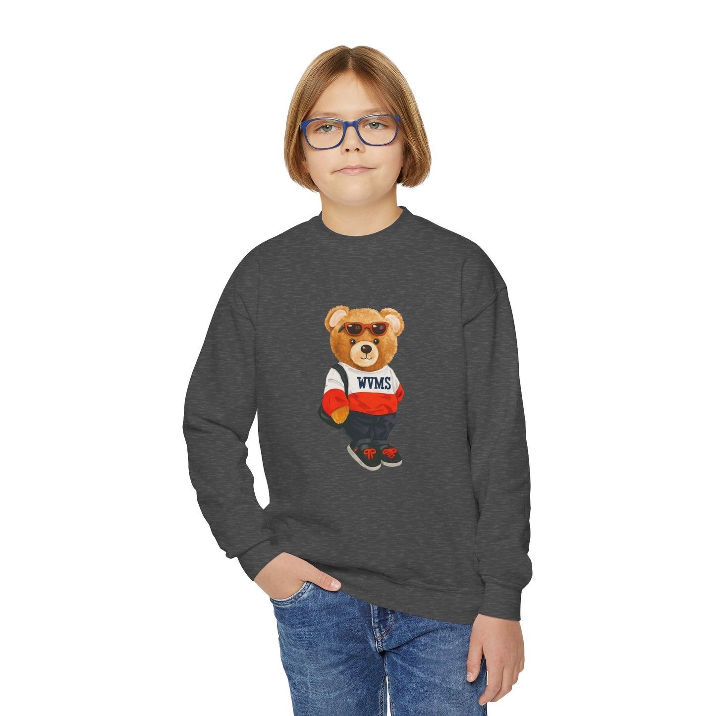 *YOUTH Welsh Valley YOUTH Bear Crewneck Sweatshirt — NMS Teddy Graphic